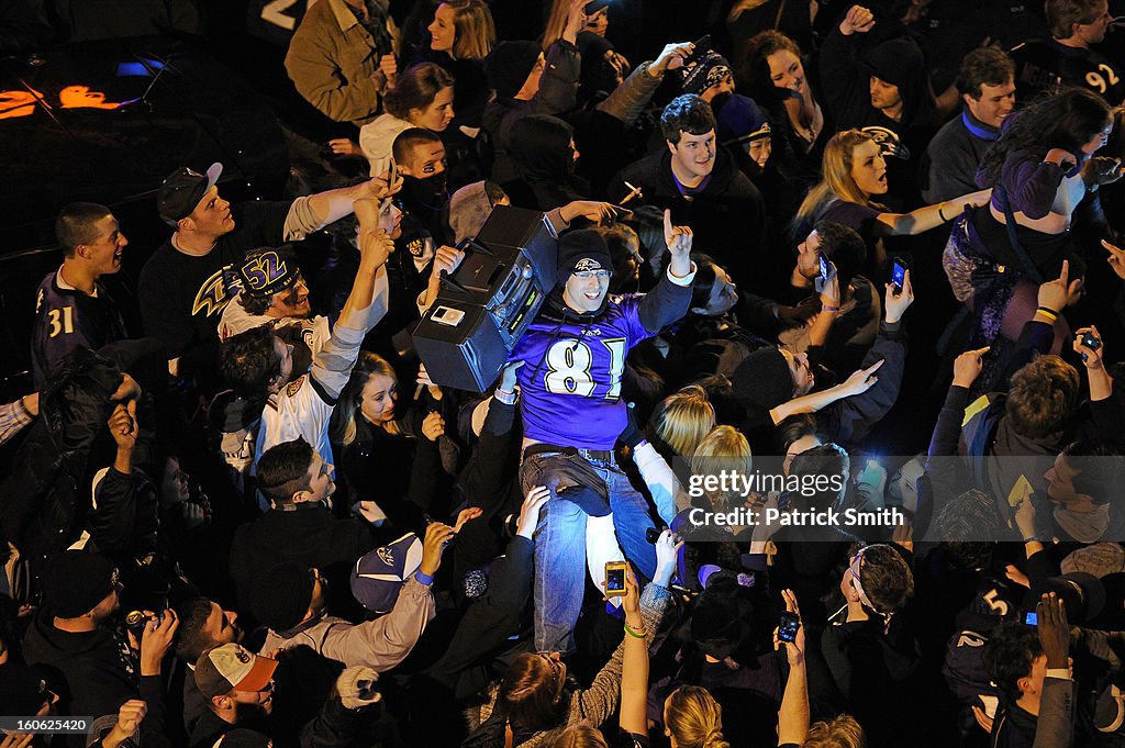 Ravens Fans Gather To Watch Super Bowl Against San Francisco