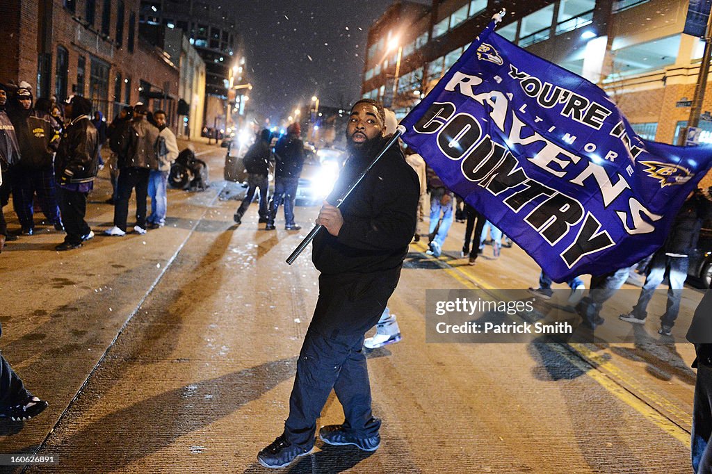 Ravens Fans Gather To Watch Super Bowl Against San Francisco