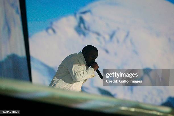 Kanye West performing at The Dome on February 2 in Johannesburg, South Africa.