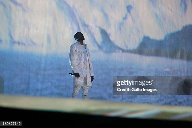 Kanye West performing at The Dome on February 2 in Johannesburg, South Africa.
