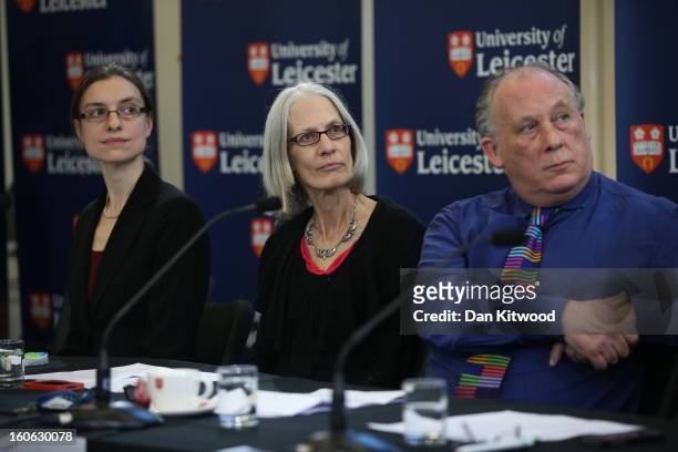 Dr Jo Appleby, Professor Lin Foxhall and Professor Kevin Schuerer attend a press conference at University Of Leicester as archaeologists announce...