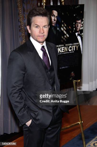 Actor Mark Wahlberg attends the 'Broken City' photocall at the Ritz Carlton Hotel on February 4, 2013 in Berlin, Germany.
