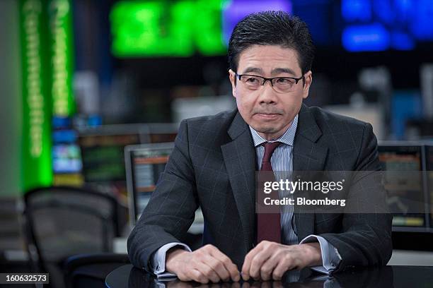 Samin Tan, chairman of Bumi Plc, pauses during a Bloomberg Television interview in London, U.K., on Monday, Feb. 4, 2013. Bumi Plc Chairman Tan and...