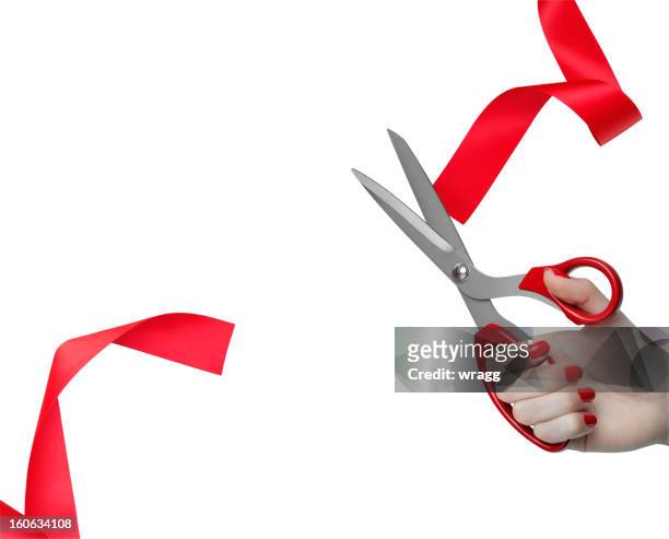 カティングレッドのリボン opening ceremony - ribbon cutting ストックフォトと画像