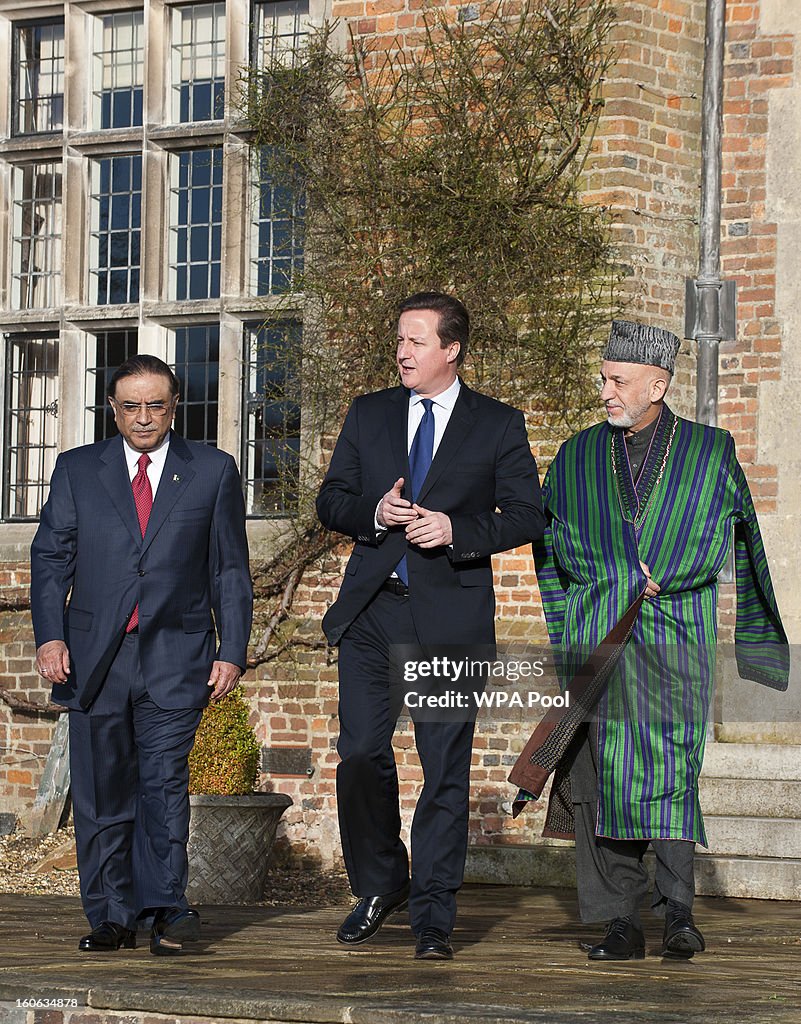 Prime Minister David Cameron Holds Trilateral Summit With Afghanistan's President Karzai And Pakistan's President Zardari