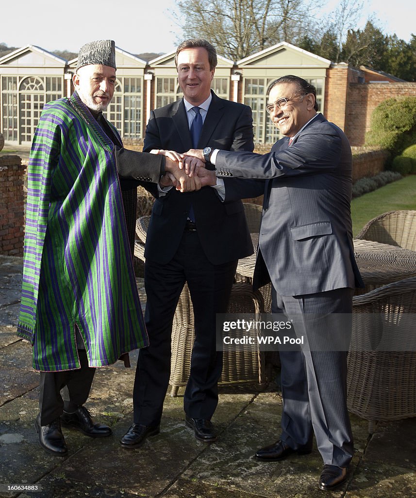 Prime Minister David Cameron Holds Trilateral Summit With Afghanistan's President Karzai And Pakistan's President Zardari