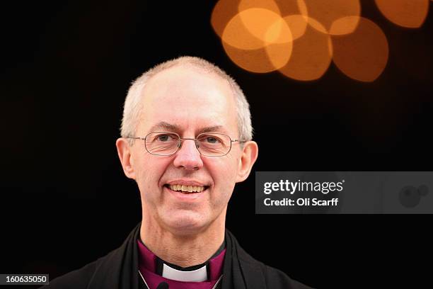 The new Archbishop Of Canterbury Justin Welby leaves St Paul’s Cathedral after being confirmed into the post of Archbishop on February 4, 2013 in...