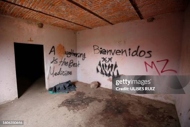 Detail of the house where allegedly five young men were murdered in Lagos de Moreno, Jalisco State, Mexico, on August 17, 2023. Mexican authorities...