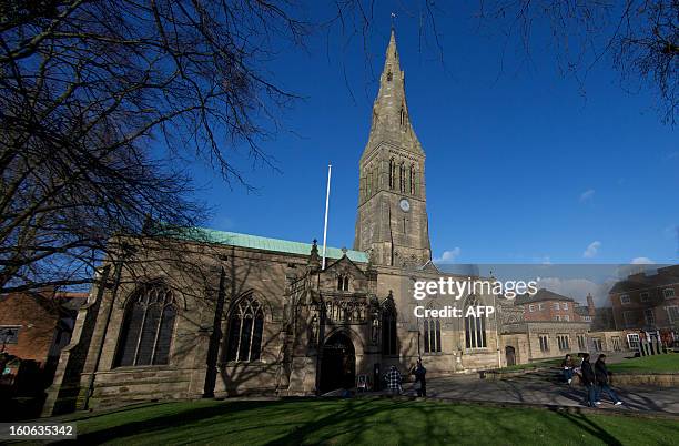 Leicester Cathedral is pictured in central England on February 4, 2013. The skeleton of King Richard III will be re-interred at Leicester Cathedral,...