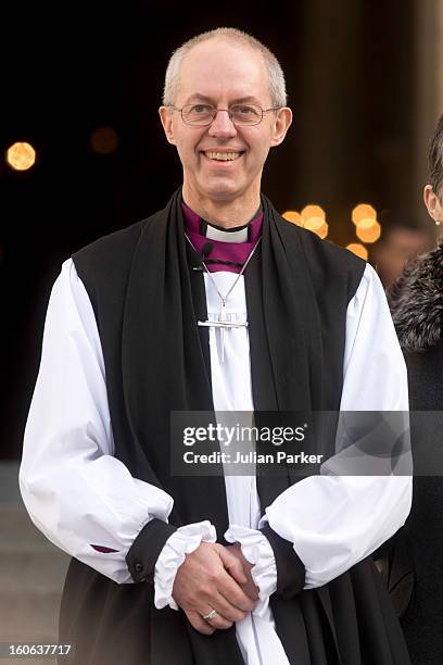 The Most Revd Justin Welby, leaves a public service at St Paul's Cathedral to confirm his election as The new Archbishop of Canterbury, on February...