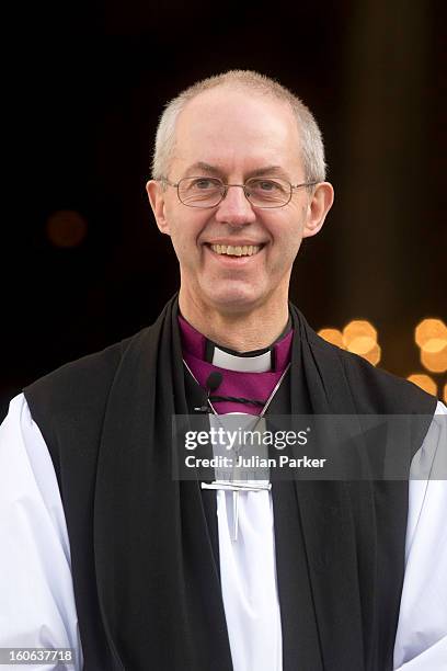 The Most Revd Justin Welby, leaves a public service at St Paul's Cathedral to confirm his election as The new Archbishop of Canterbury, on February...