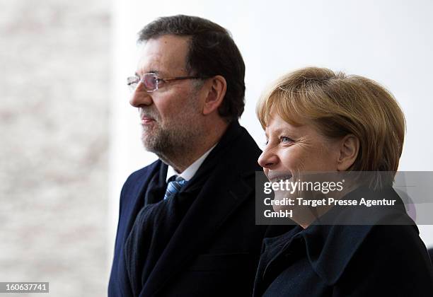 German Chancellor Angela Merkel meets Spanish Prime Minister Mariano Rajoy at the Chancellery on February 4, 2013 in Berlin, Germany. The German and...