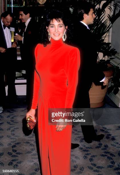 Actress Connie Sellecca attends the 45th Annual Golden Globe Awards on January 23, 1988 at Beverly Hilton Hotel in Beverly Hills, California.