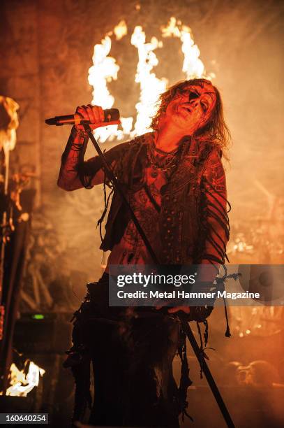 Erik Danielsson of Swedish black metal band Watain, performing live onstage at the Metal Hammer Golden Gods Awards, June 11, 2012.