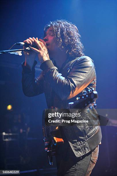 Vincent Cavanagh, lead singer with British art rock band Anathema, performing live on stage at Koko in London, May 3, 2012.
