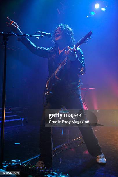 Vincent Cavanagh, lead singer with British art rock band Anathema, performing live on stage at Koko in London, May 3, 2012.