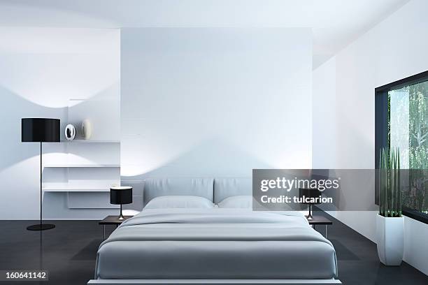 white luxury bedroom - bedroom wall stockfoto's en -beelden