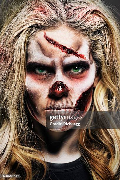 zombie woman - zombie makeup stock pictures, royalty-free photos & images