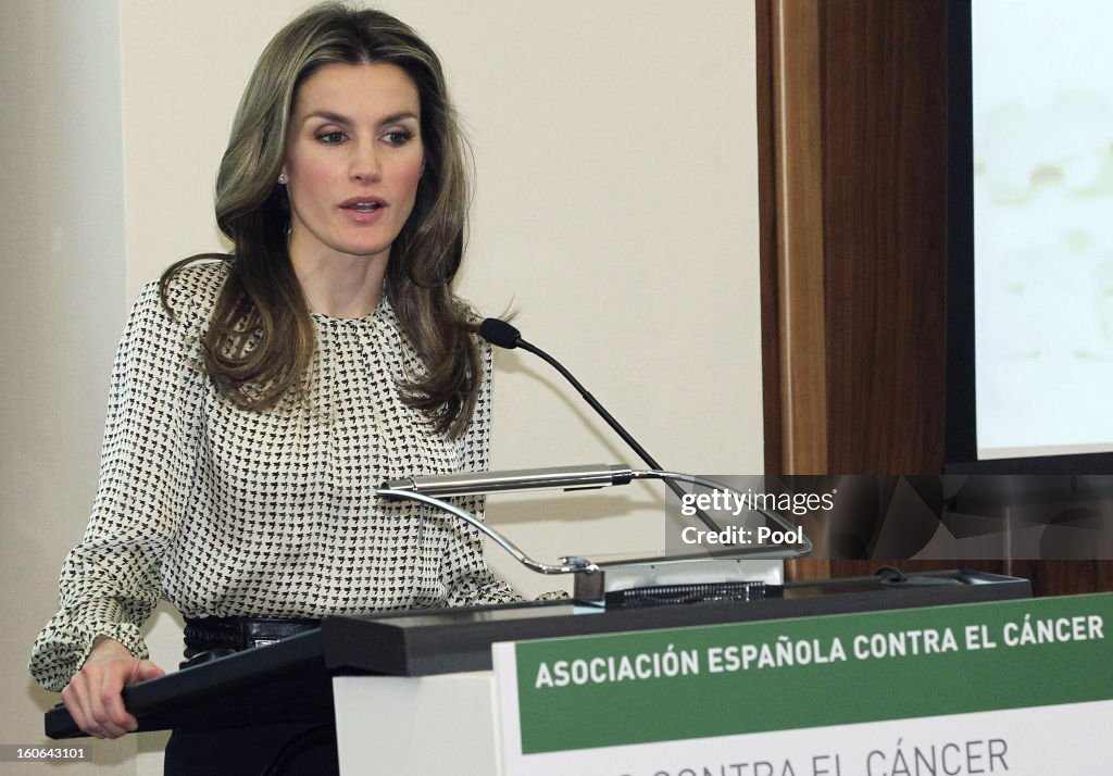 Princess Letizia of Spain Attends a Forum Against Cancer in Madrid