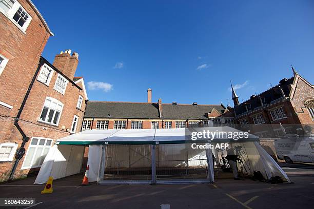 Picture shows the excavation site where the skeleton of king Richard III was found in Leicester, central England, on February 4, 2013. A skeleton...