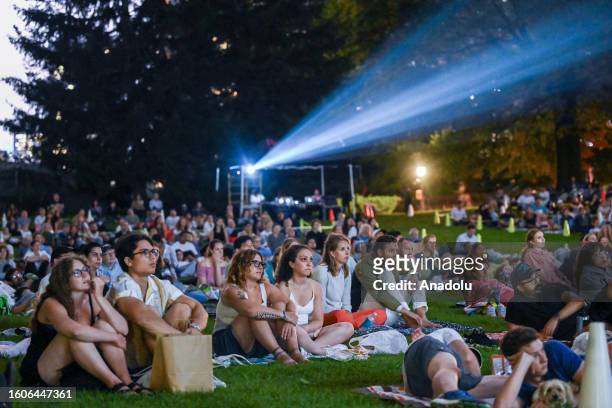 People gather to watch outdoor screening of 'Wild Life' during Central Park Film Festival in New York, United States on August 17, 2023. Every year,...