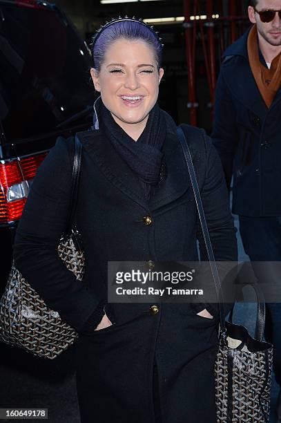 Personality Kelly Osbourne enters the "Wendy Williams Show" taping at the Chelsea Television Studios on February 4, 2013 in New York City.