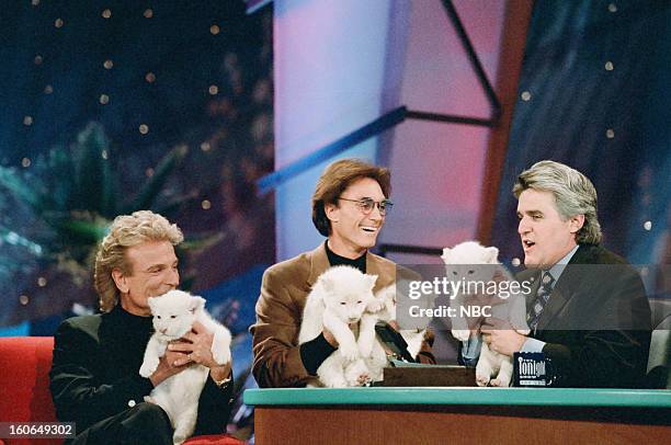 Episode 1081 -- Pictured: Siegfried Fischbacher, Roy Horn during an interview with host Jay Leno on February 5, 1997 --