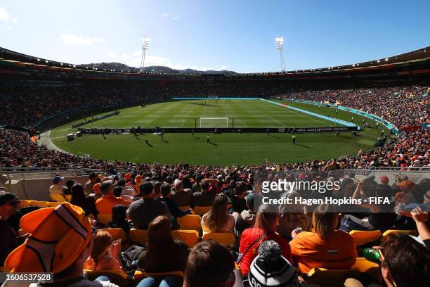 General view during the FIFA Women's World Cup Australia & New Zealand 2023 Quarter Final match between Spain and Netherlands at Wellington Regional...