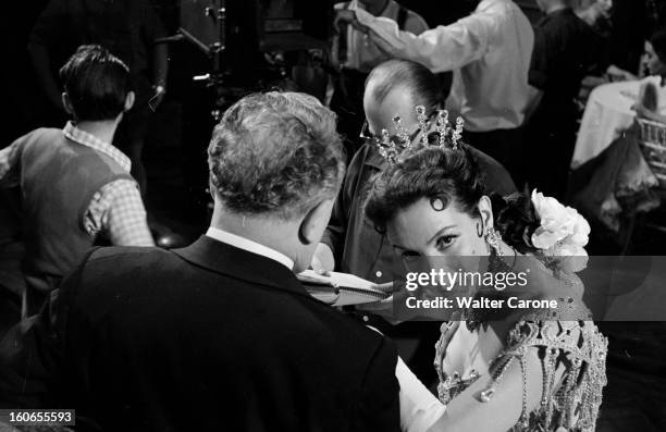 Shooting Of The Film 'la Belle Otero' By Richard Pottier. En France, en 1954, sur le tournage du film 'La belle Otero' de Richard POTTIER, Louis...