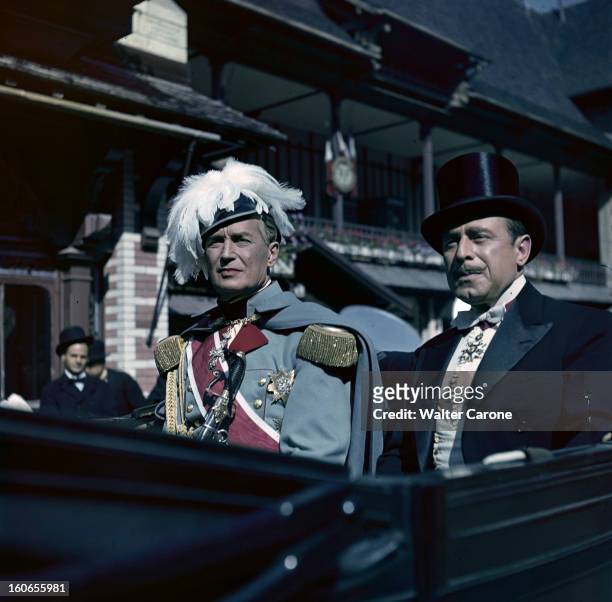 Shooting Of The Film 'le Roi' Produced By Marc-gilbert Sauvajon With Maurice Chevalier, Sophie Desmarets And Henri Charrett. Nice, Studios Riviera-...
