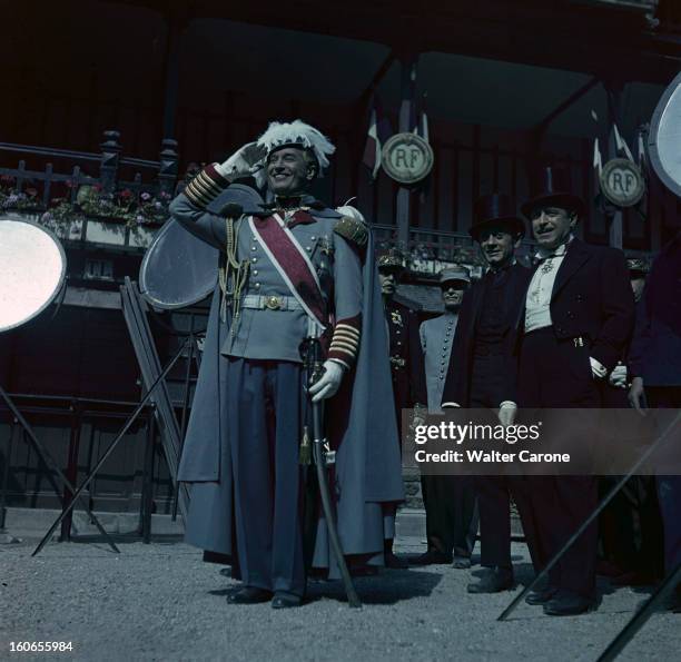 Shooting Of The Film 'le Roi' Produced By Marc-gilbert Sauvajon With Maurice Chevalier, Sophie Desmarets And Henri Charrett. Nice, Studios Riviera-...