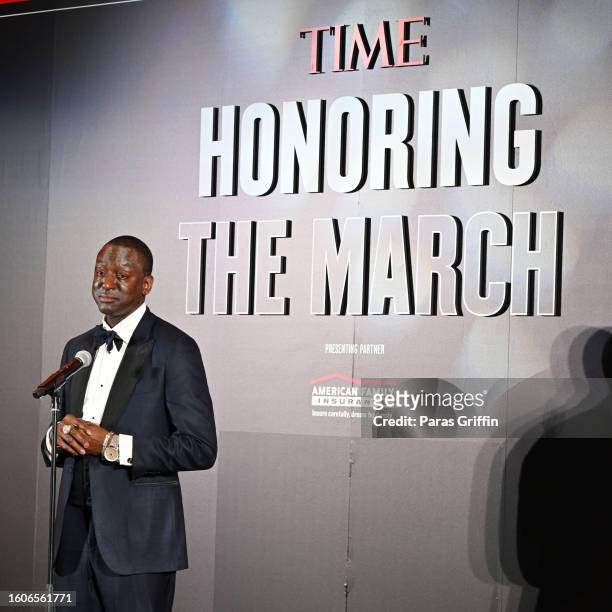 Yusef Salaam speaks onstage during TIME Honoring The March: An Impact Family Dinner at The National Center for Civil and Human Rights on August 10,...