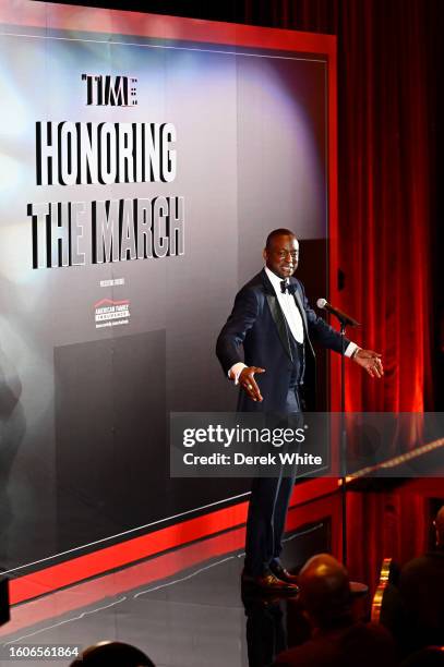 Yusef Salaam speaks onstage during TIME Honoring The March: An Impact Family Dinner at The National Center for Civil and Human Rights on August 10,...