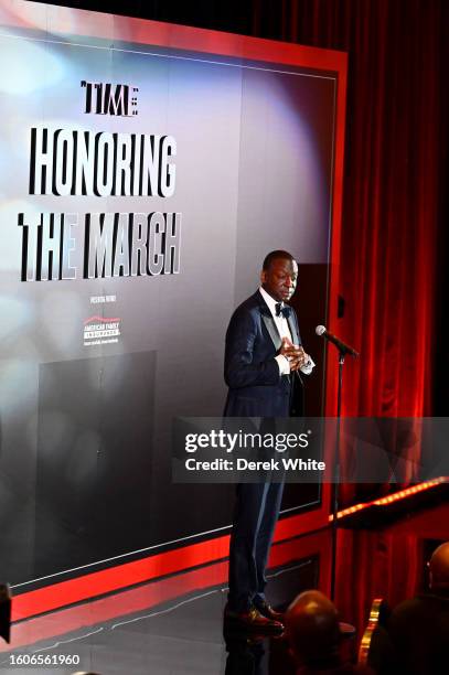 Yusef Salaam speaks onstage during TIME Honoring The March: An Impact Family Dinner at The National Center for Civil and Human Rights on August 10,...