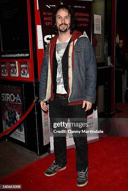 Paul Flannery of 'Ray Guns Looks Real Enough' attends the press night for Siro-A show, described as Japan's version of the Blue Man Group at...