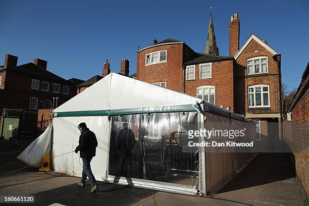 Marquee sits over the spot where the remains of King Richard III were found in a car park on February 4, 2013 in Leicester, England. The University...