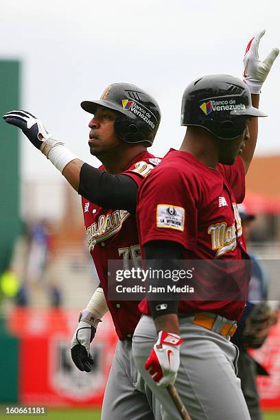 Jose Castillo of Venezuela celebrates during the Caribbean Series 2013 at Sonora Stadium on February 03, 2013 in Hermosillo, Mexico.