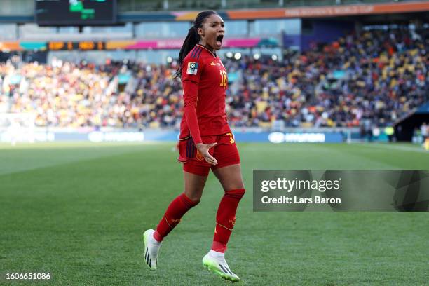 Salma Paralluelo of Spain celebrates after scoring her team's second goal during the FIFA Women's World Cup Australia & New Zealand 2023 Quarter...