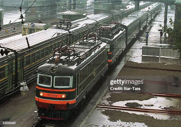 The special armored train, by which North Korean leader Kim Jong Il is travelling from the Far East to Moscow across Russia, is pictured during a...