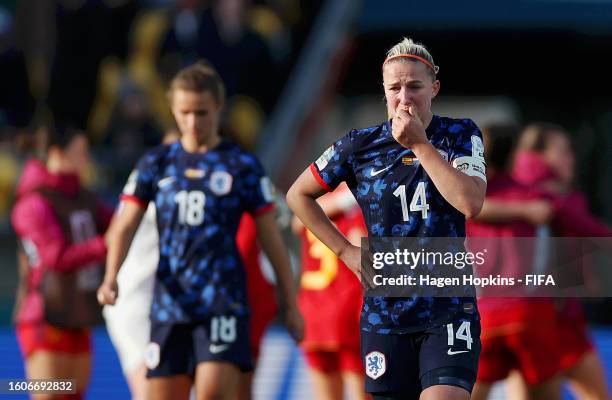 Jackie Groenen of Netherlands shows dejection after the team's 1-2 defeat and elimination from the tournament following the FIFA Women's World Cup...