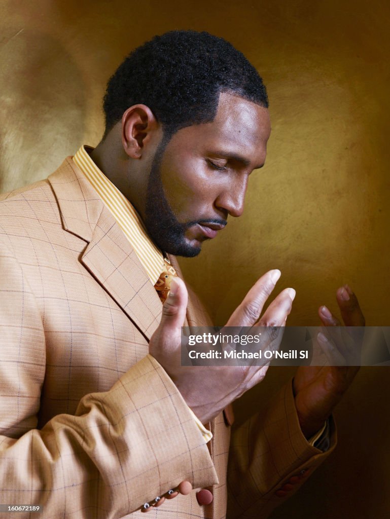Ray Lewis Interview Linebacker Ray Lewis is photographed for Sports Illustrated on... News ...