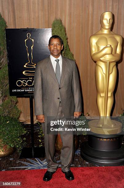 Actor Denzel Washington attends the 85th Academy Awards Nominations Luncheon at The Beverly Hilton Hotel on February 4, 2013 in Beverly Hills,...