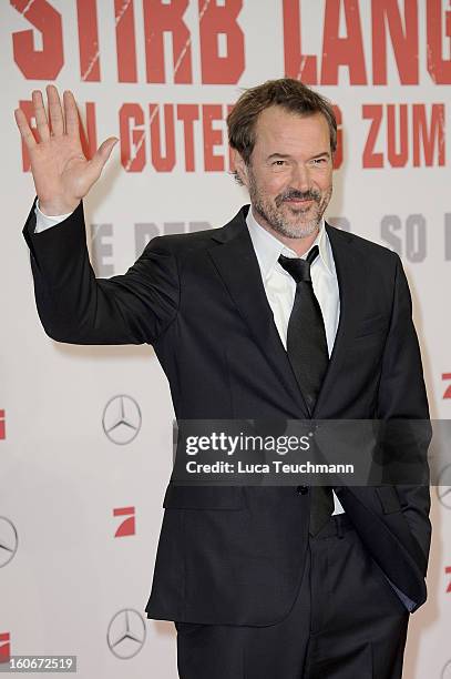Sebastian Koch attends the premiere of 'Die Hard - Ein Guter Tag Zum Sterben' at Sony Center on February 4, 2013 in Berlin, Germany.