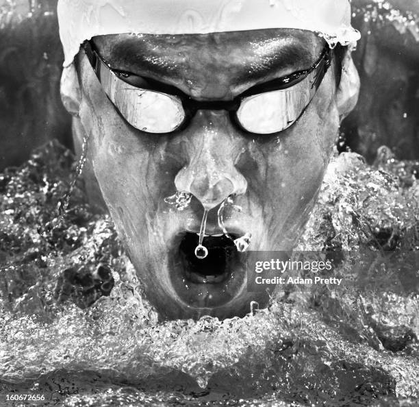 Michael Phelps of the United States competes in heat 5 of the Men's 200m Butterfly on Day 3 of the London 2012 Olympic Games at the Aquatics Centre...