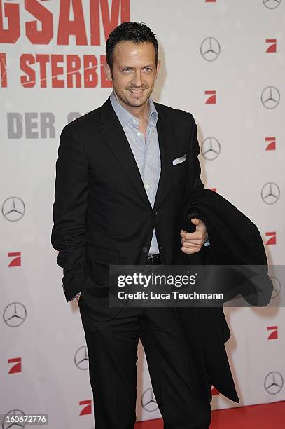 Till Broenner attends the premiere of 'Die Hard - Ein Guter Tag Zum Sterben' at Sony Center on February 4, 2013 in Berlin, Germany.