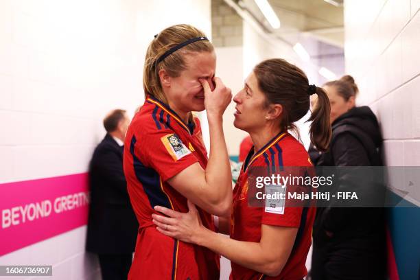 Irene Paredes of Spain celebrates with her partner after the FIFA Women's World Cup Australia & New Zealand 2023 Quarter Final match between Spain...