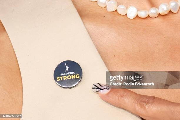 Michelle Hurd, SAG-AFTRA pin and nail art detail, attends Variety Power of Young Hollywood at NeueHouse Los Angeles on August 10, 2023 in Hollywood,...
