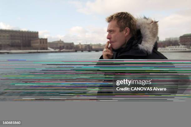 David Hallyday In Stockholm For The Recording Of A Single. Stockholm - 21 janvier 2000 - A l'occasion de la réalisation d'un single, portrait de...