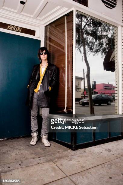 Los Angeles, November 12, 2009: photo shoot with Julian CASABLANCAS, leader of rock band The Strokes New York, corner of Santa Monica Boulevard and...