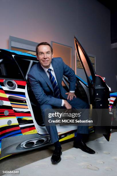 Jeff Koons painted a BMW racing car: the artist posing in his 'Art Car', a racing car which BMW M3 GT2 took the departure of Le Mans 24 Hours. June...